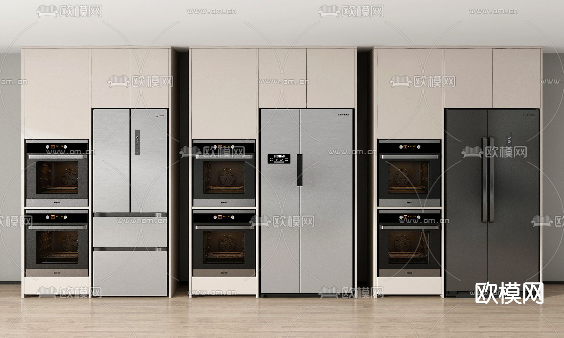 双门冰箱 烤箱 微波炉d模型下载