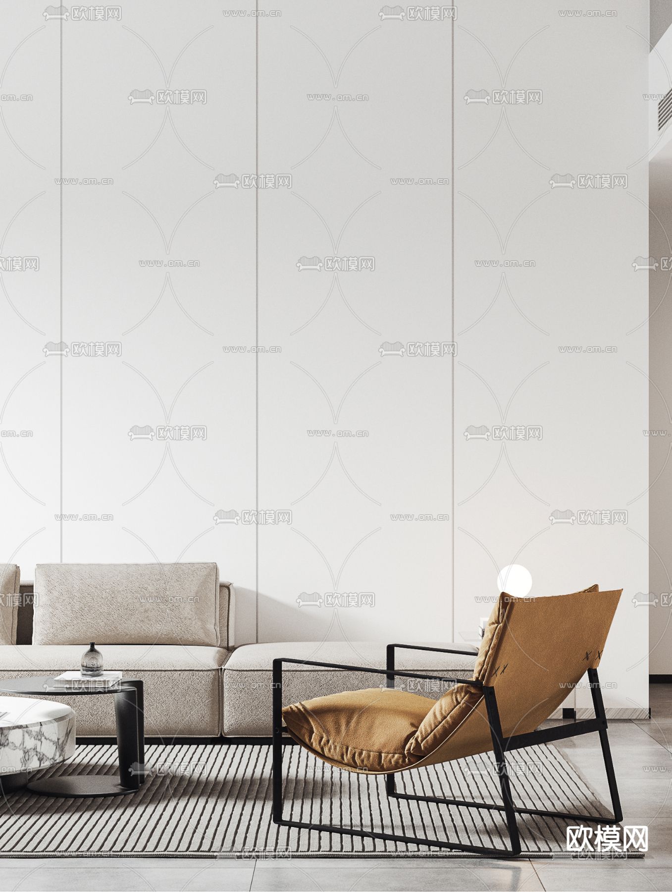 极简别墅客厅 别墅大堂3d模型下载（渲染图4）