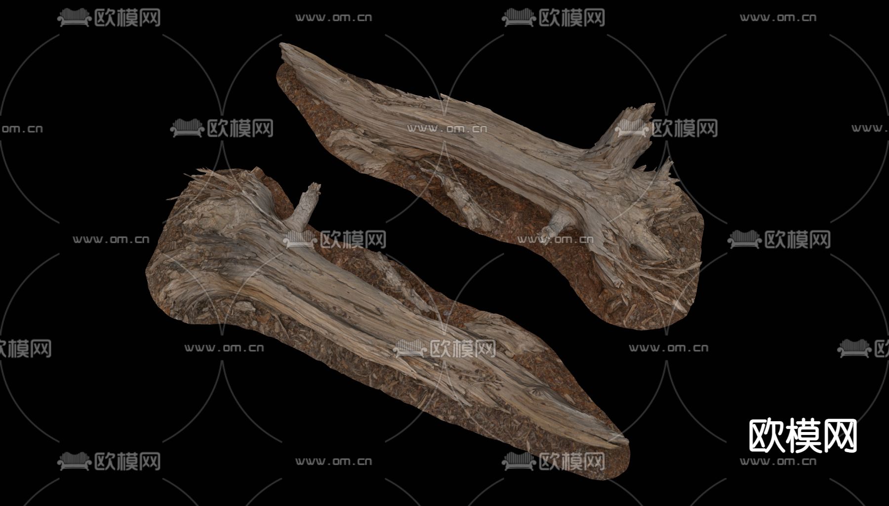 自然风枯树干 枯树根su模型下载（渲染图2）