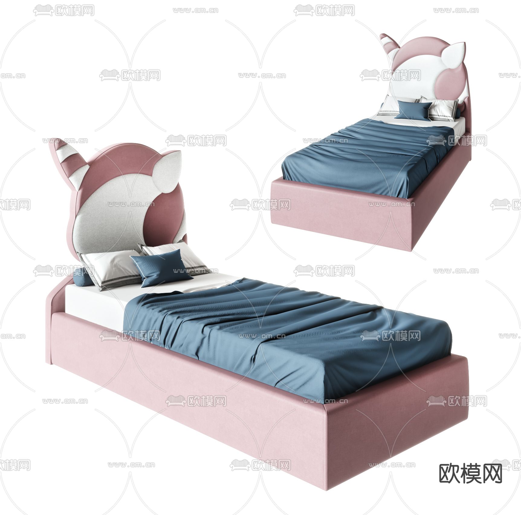 儿童单人床 卡通小孩床3d模型下载