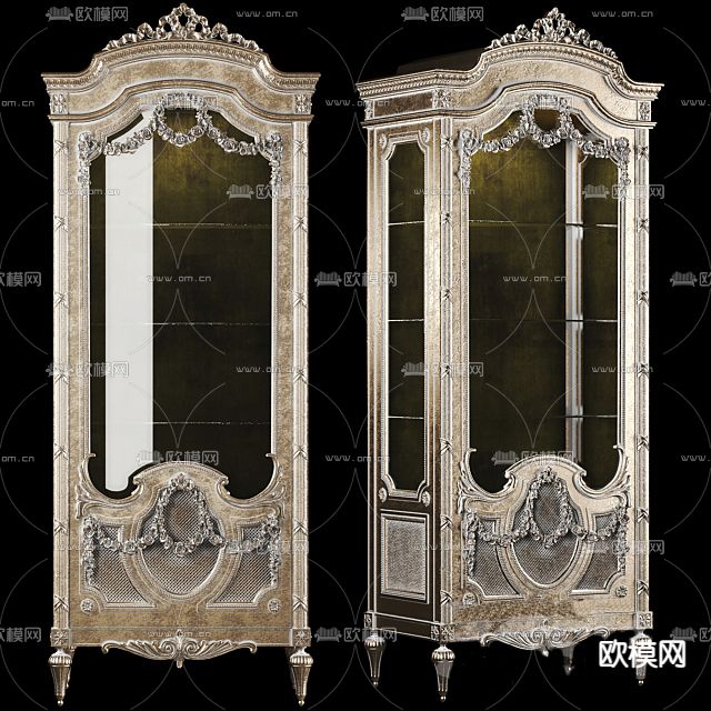 欧式古典奢华雕花装饰柜免费3d模型下载