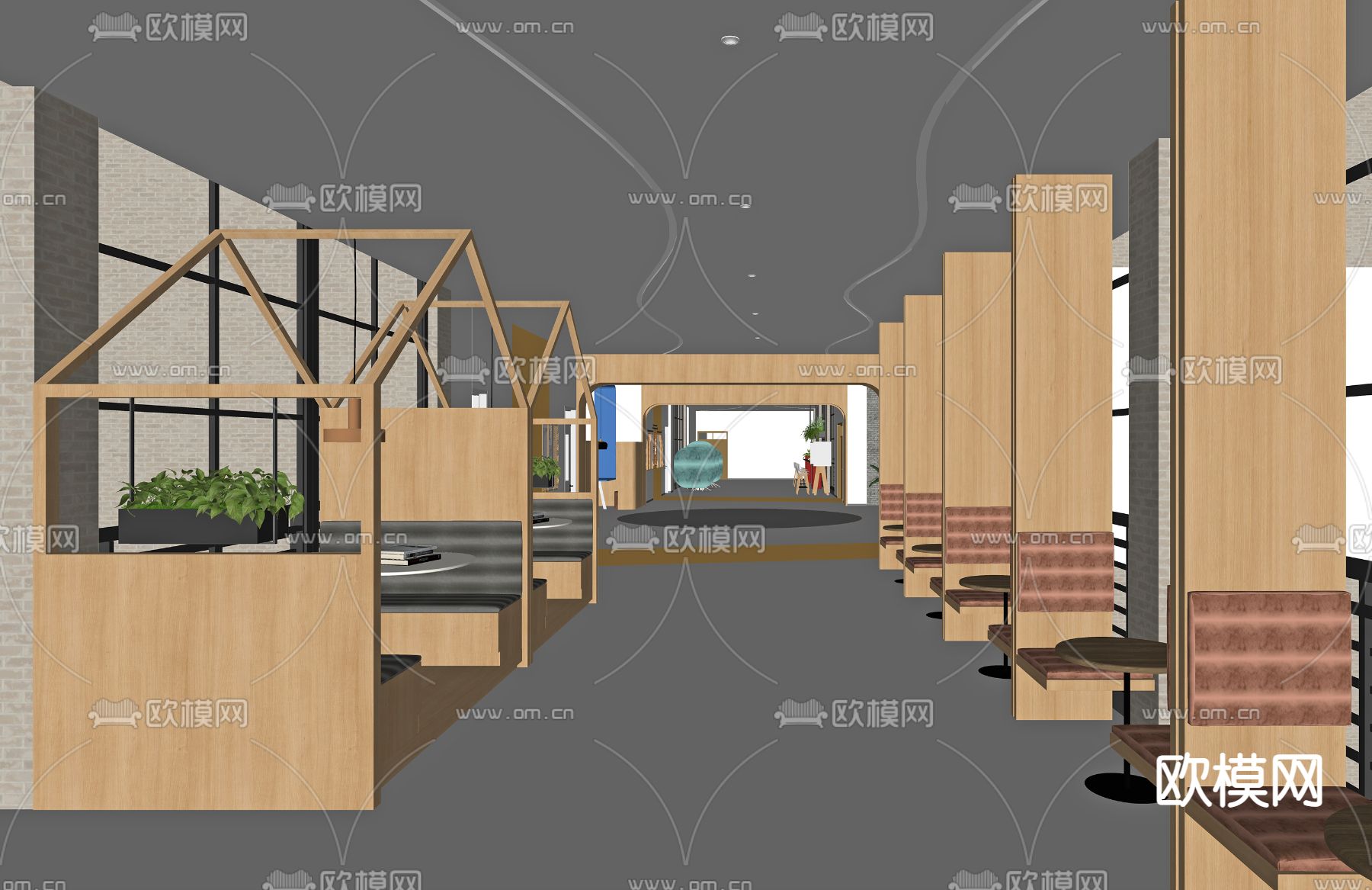 现代图书馆su模型下载（渲染图2）