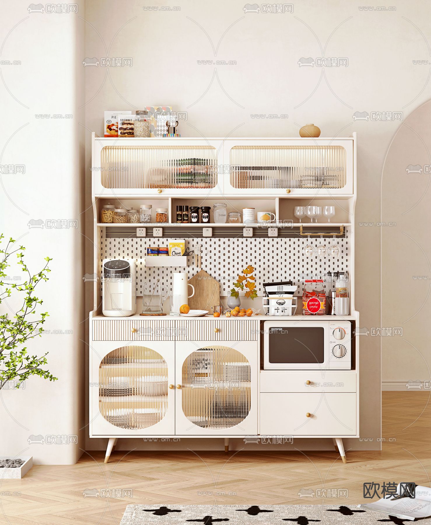 法式餐边柜3d模型下载