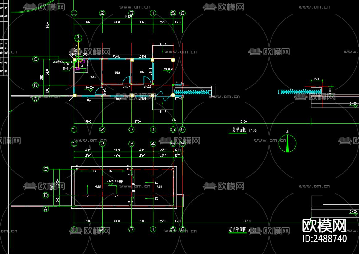 荣格轮业科技江苏有限公司大门系统设计CAD施工图下载（渲染图1）