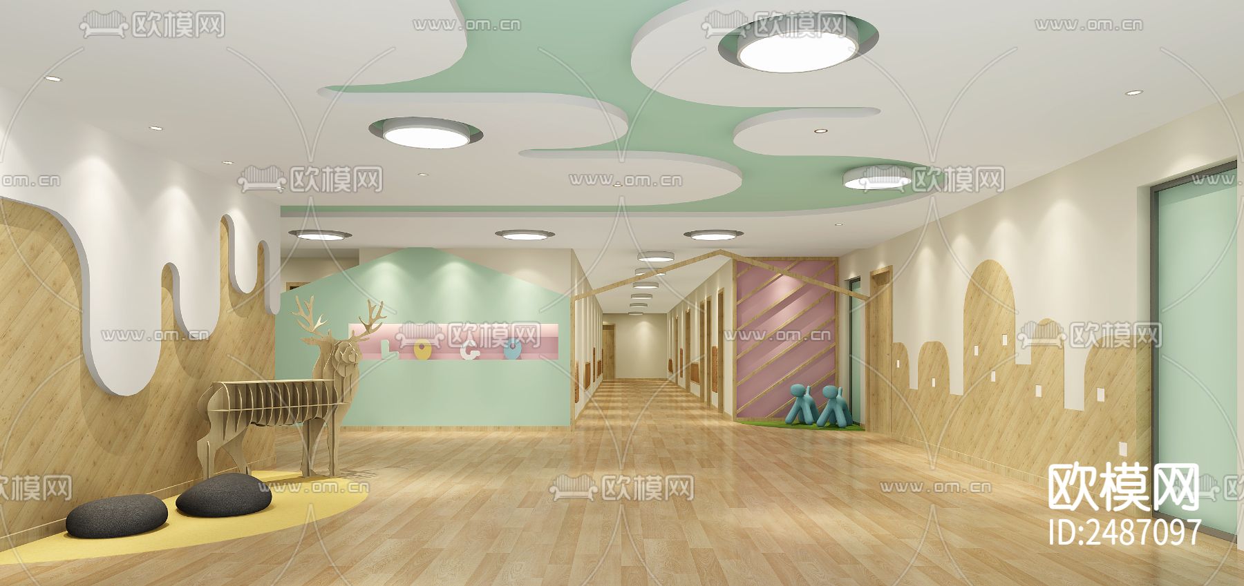 小清新幼儿园学校CAD施工图下载（渲染图9）