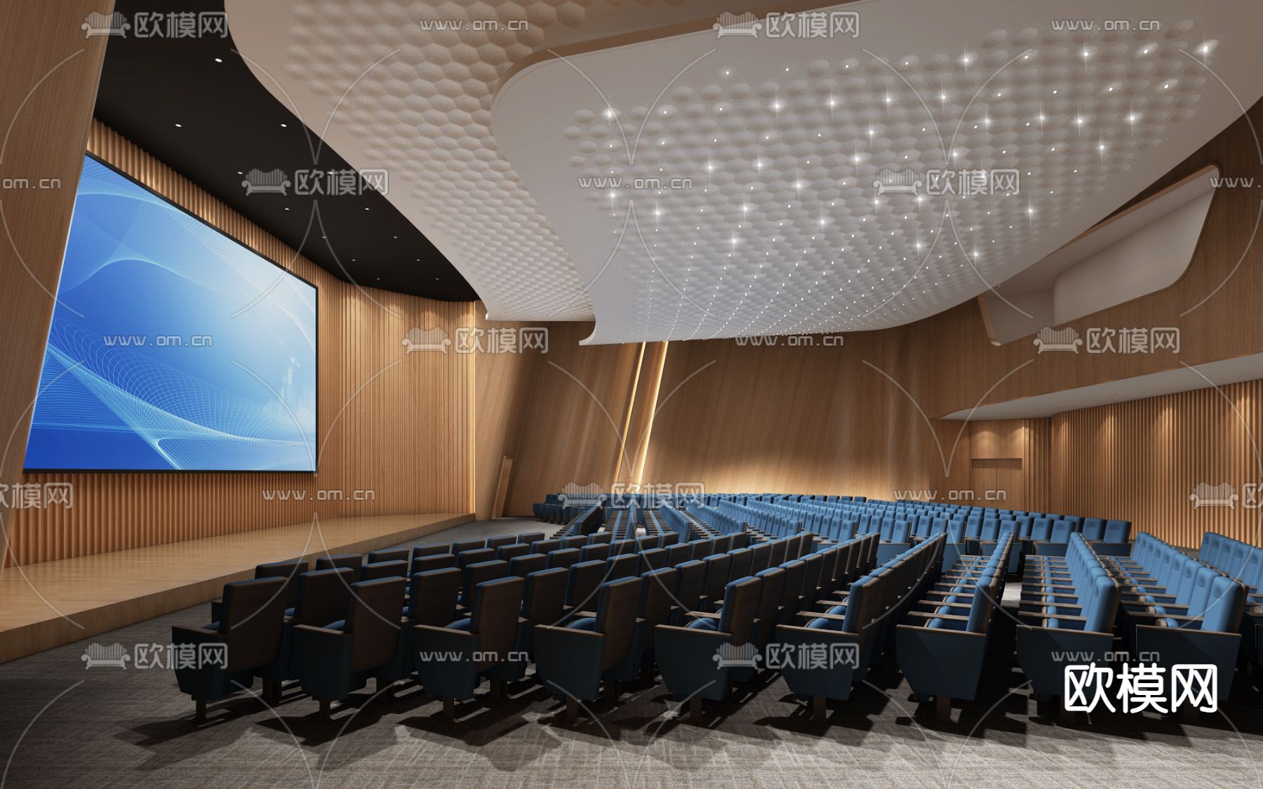 大型报告厅 礼堂 会议厅3d模型下载（渲染图3）
