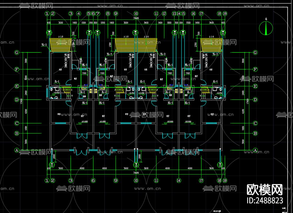 河滨人家18号楼给排水CAD施工图下载（渲染图1）