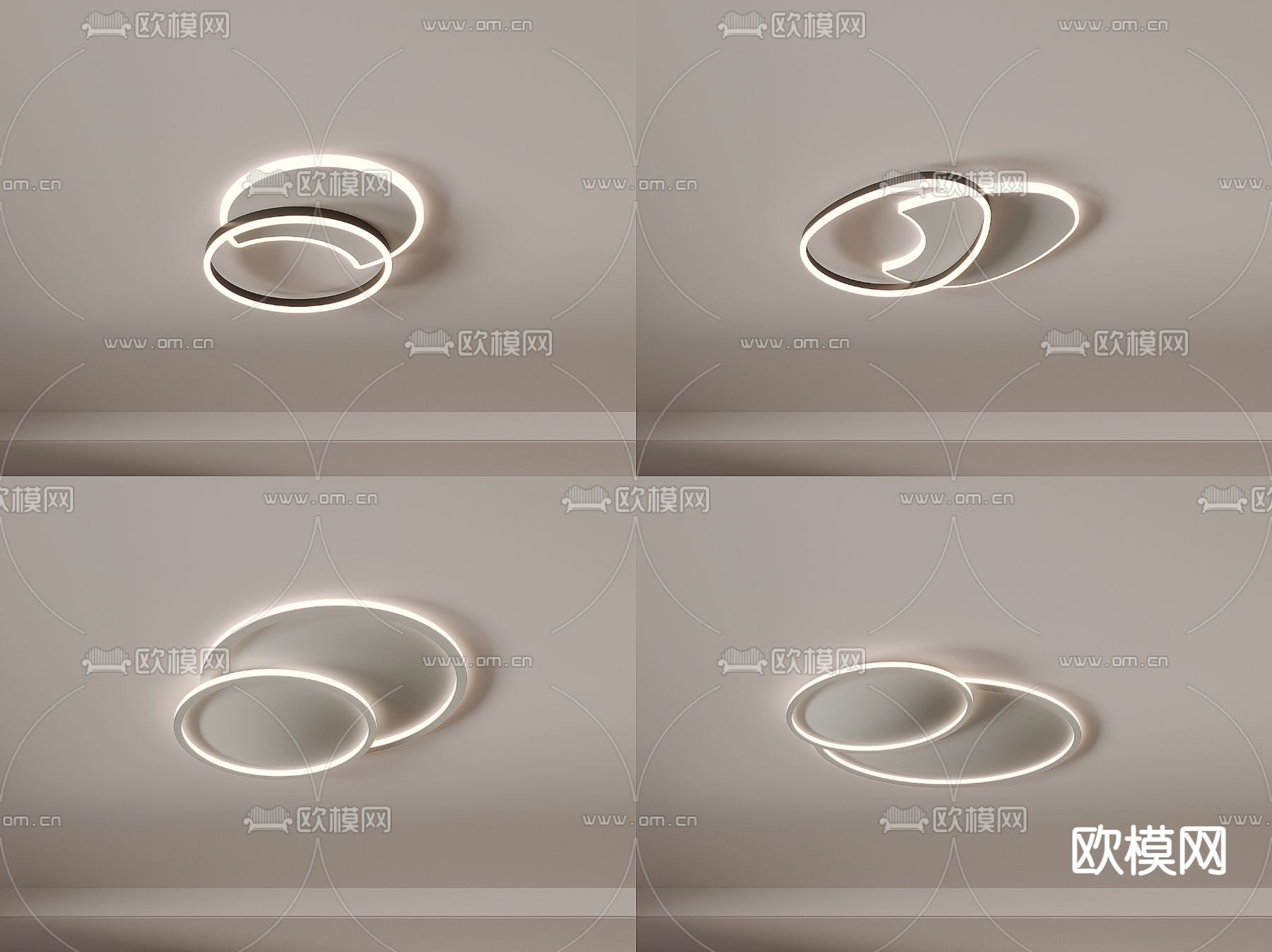 极简吸顶灯3d模型下载（渲染图1）