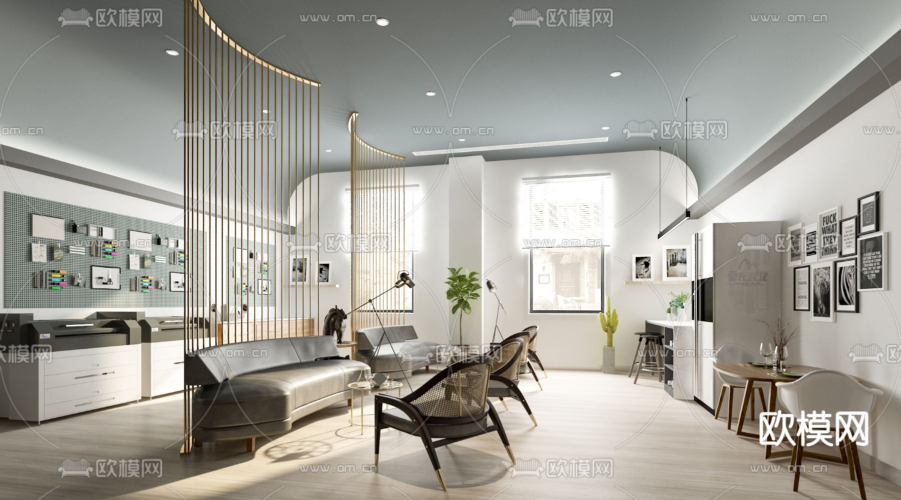 现代办公茶水间3d模型下载