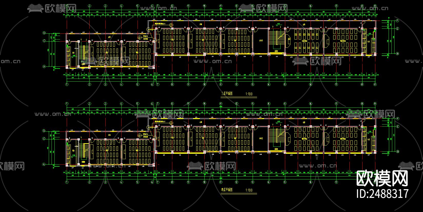 北京教学楼CAD施工图下载（渲染图1）