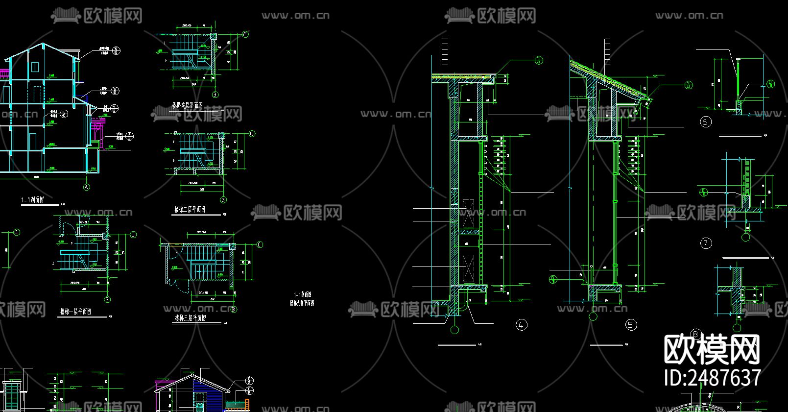 别墅CAD施工图下载（渲染图1）