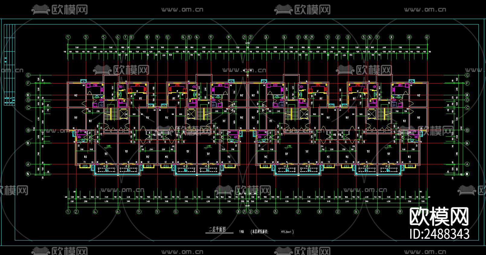 12层小高层住宅CAD施工图下载（渲染图3）