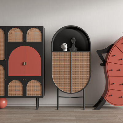 中古风创意边柜su模型