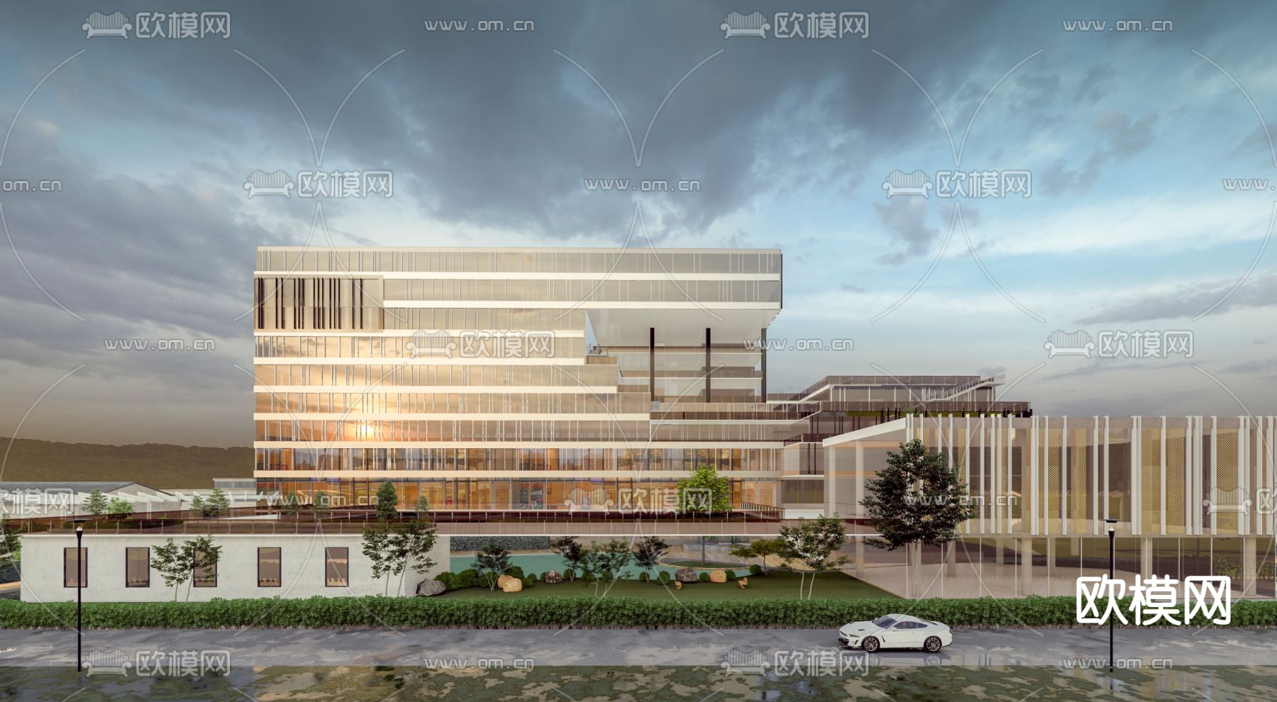 现代办公楼外观su模型下载_ID12314980_sketchup模型下载-欧模网