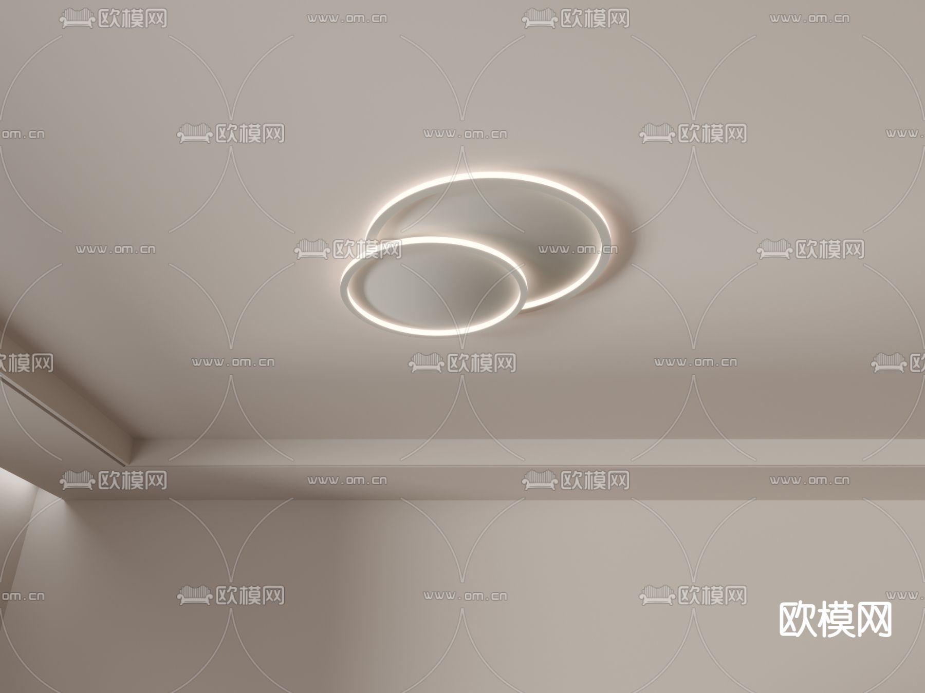 极简吸顶灯3d模型下载（渲染图3）