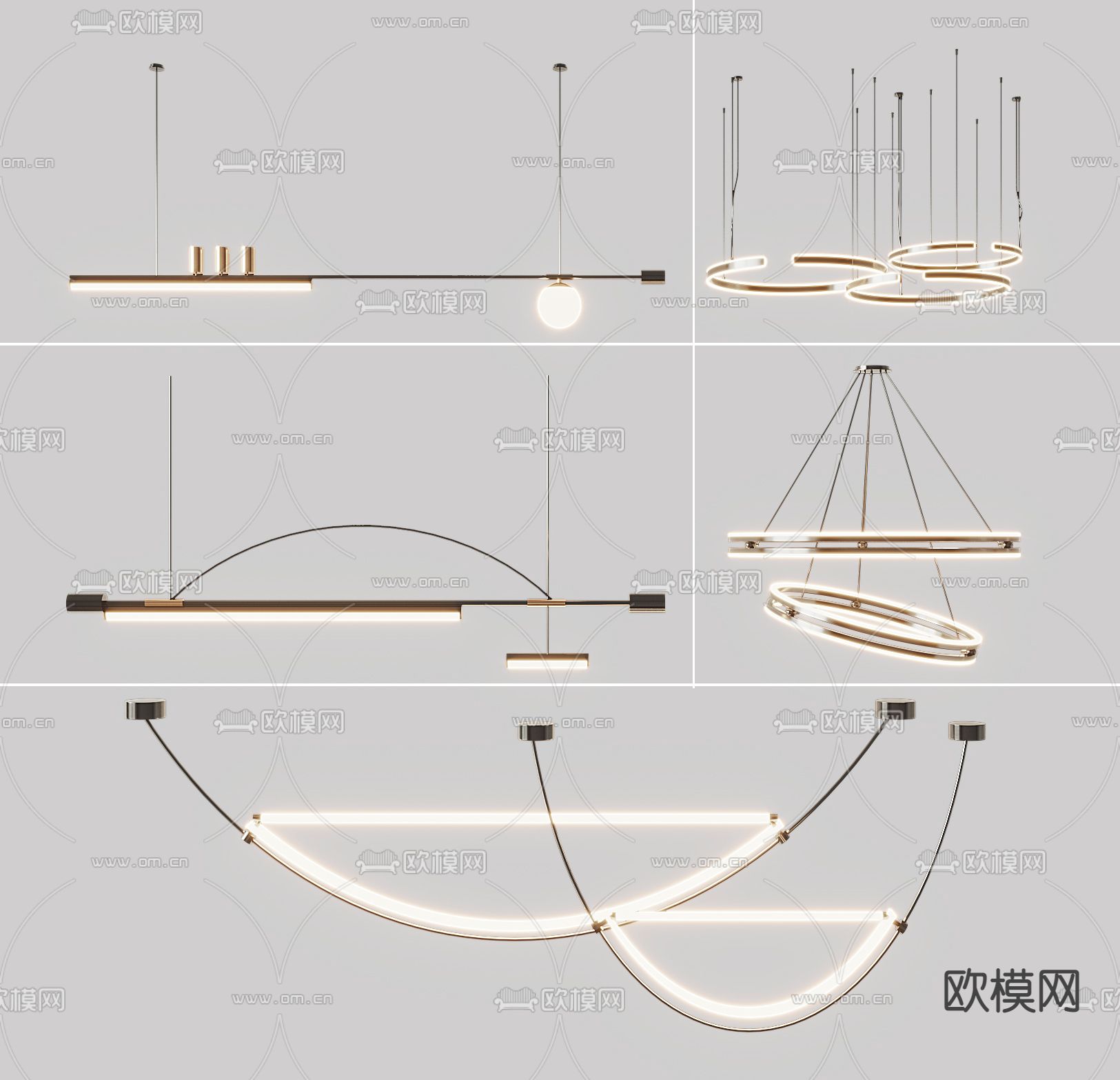 现代吊灯 长吊灯3d模型下载_ID12314057_3dmax免费模型-欧模网