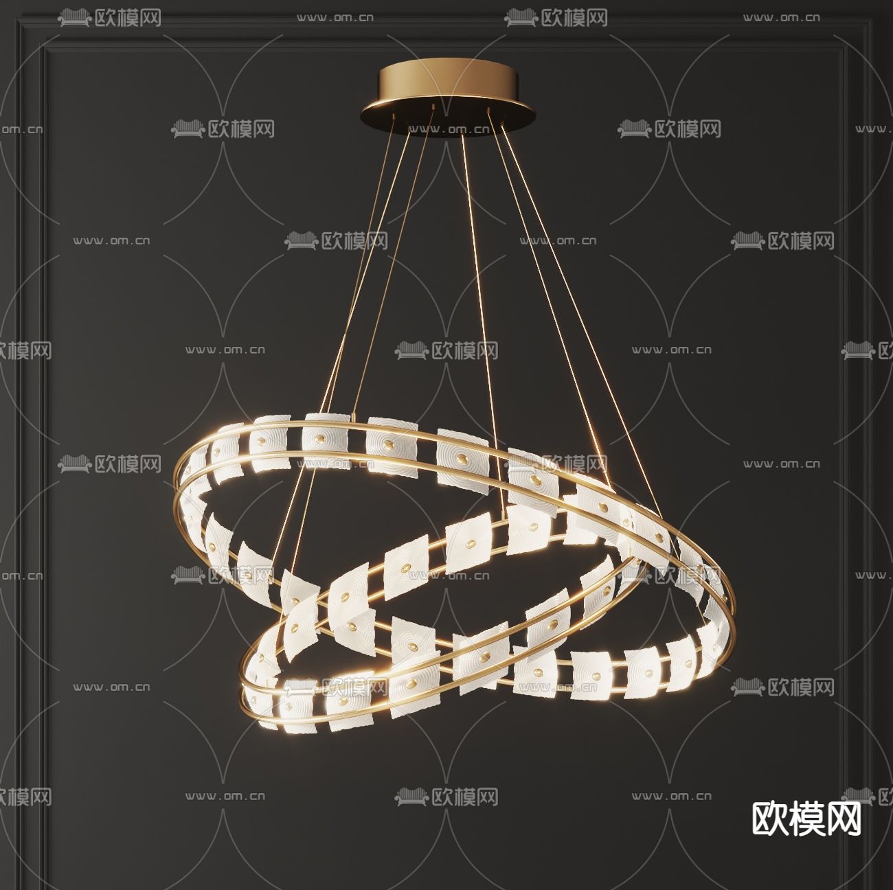 圆环吊灯 艺术吊灯3d模型下载_ID12313572_3dmax免费模型-欧模网