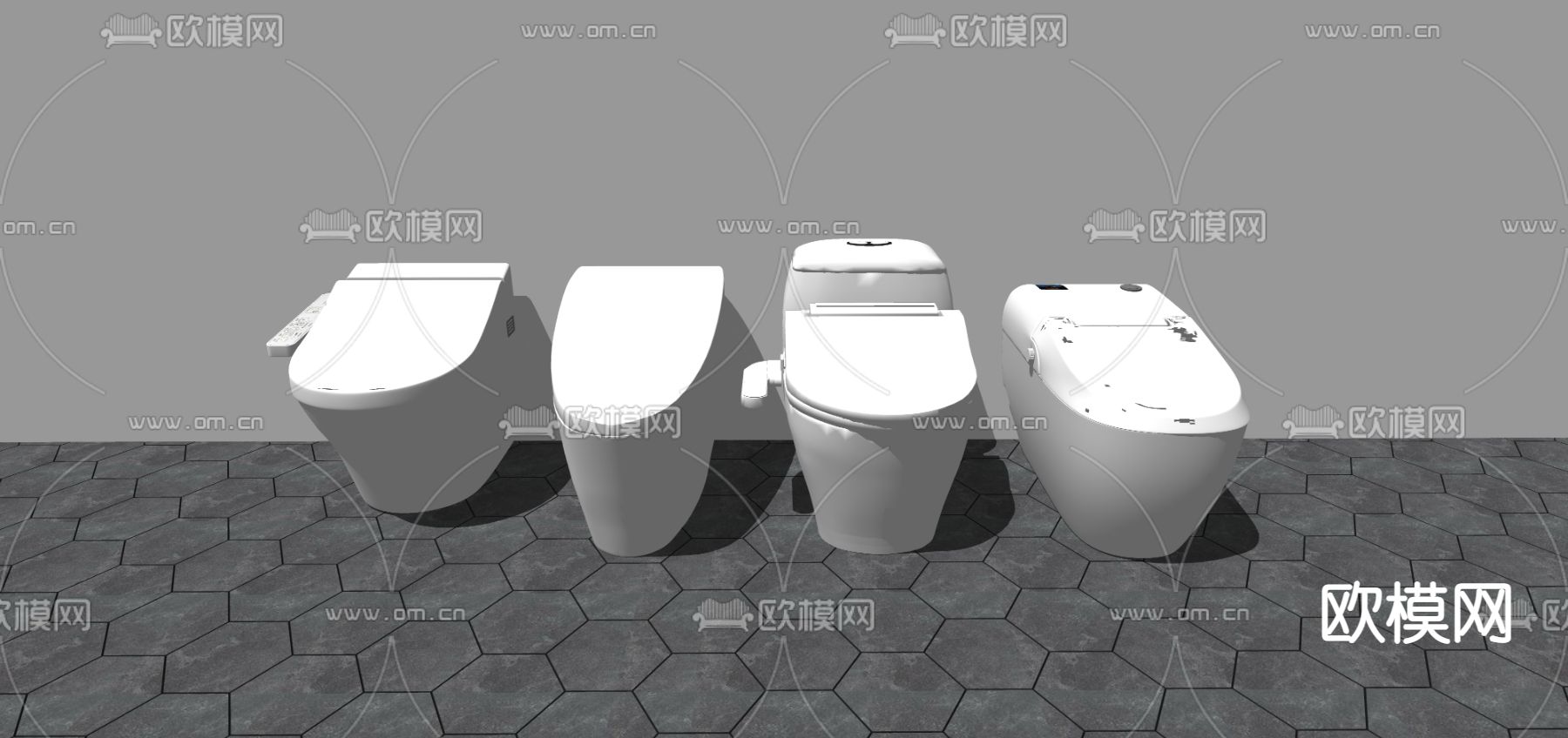 现代马桶su模型下载（渲染图1）