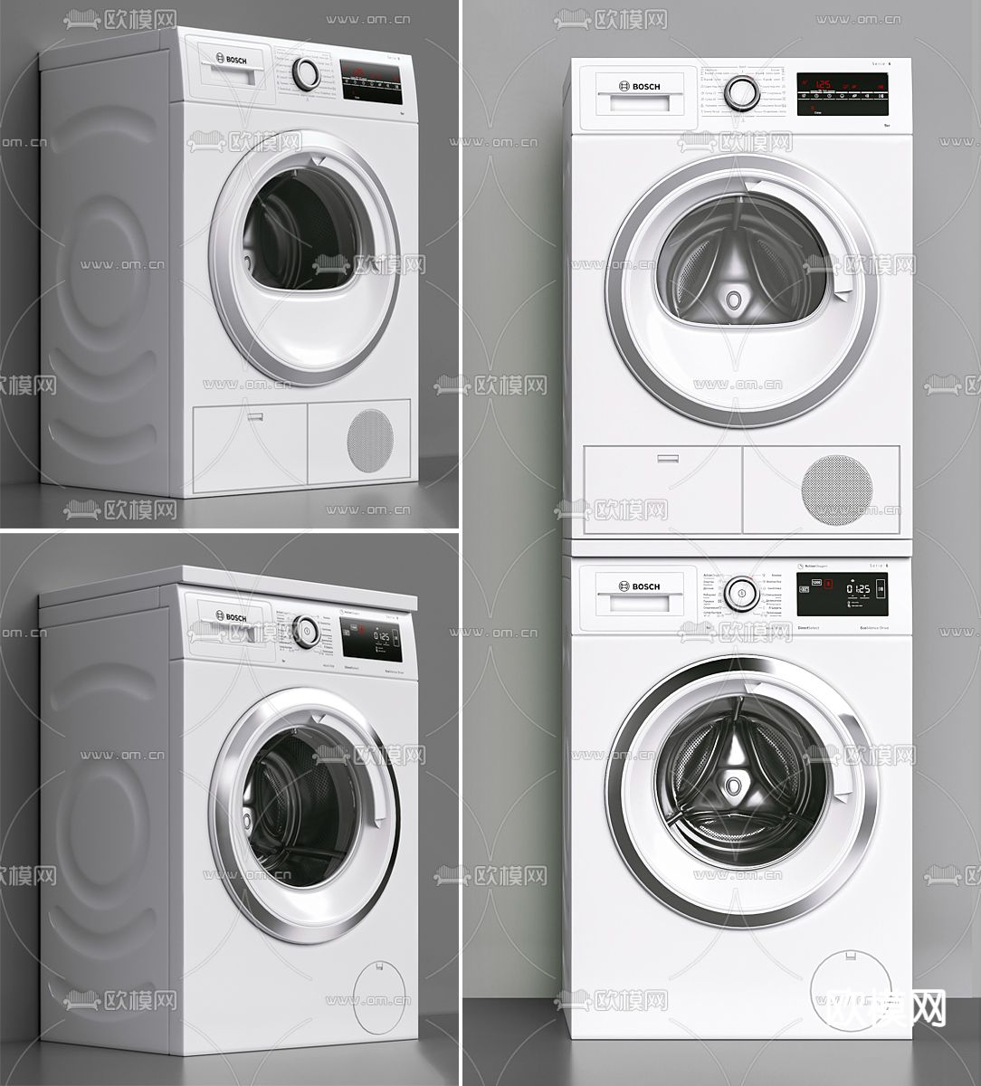 BOSCH 滚筒洗衣机 烘干机3d模型下载