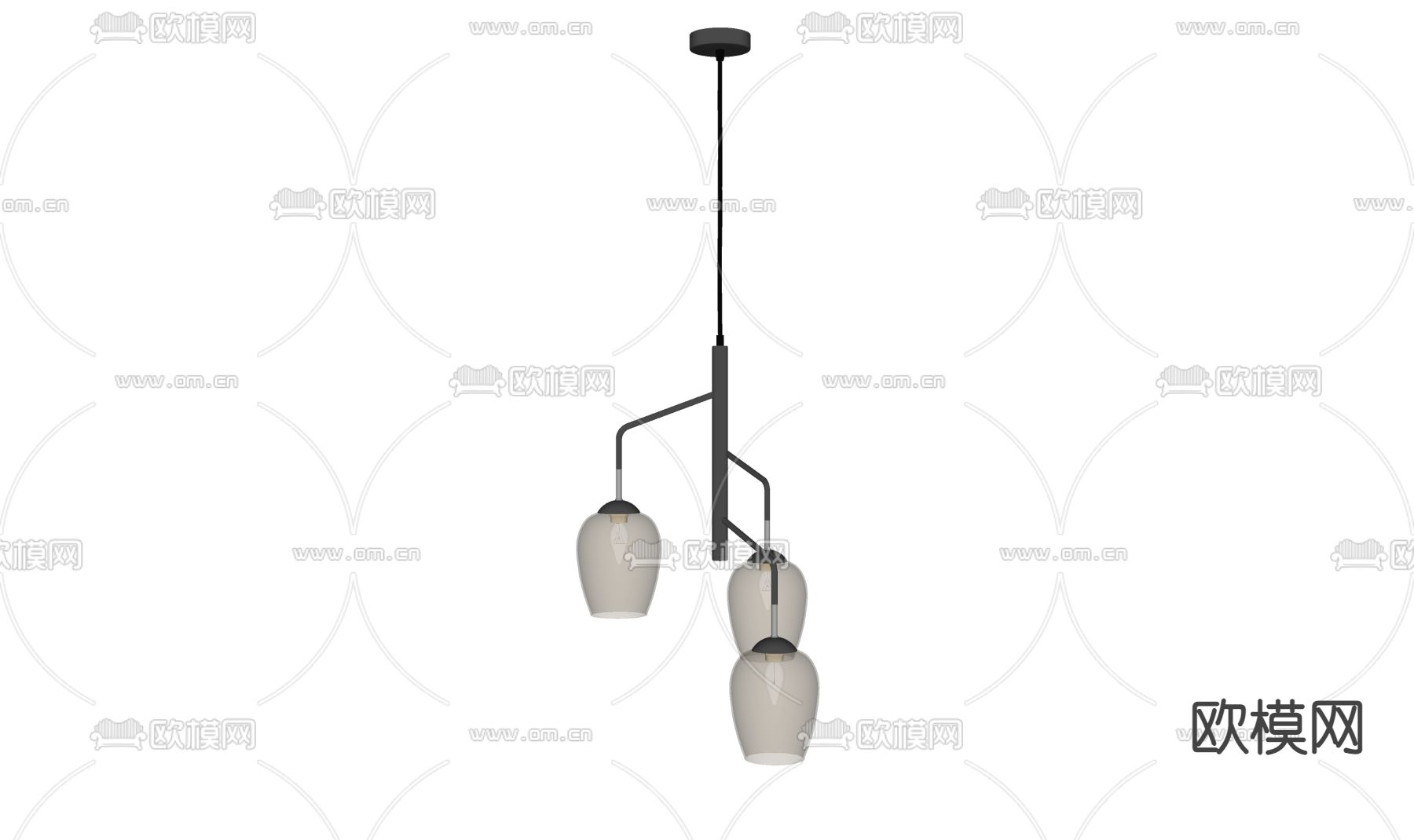 现代玻璃吊灯su模型