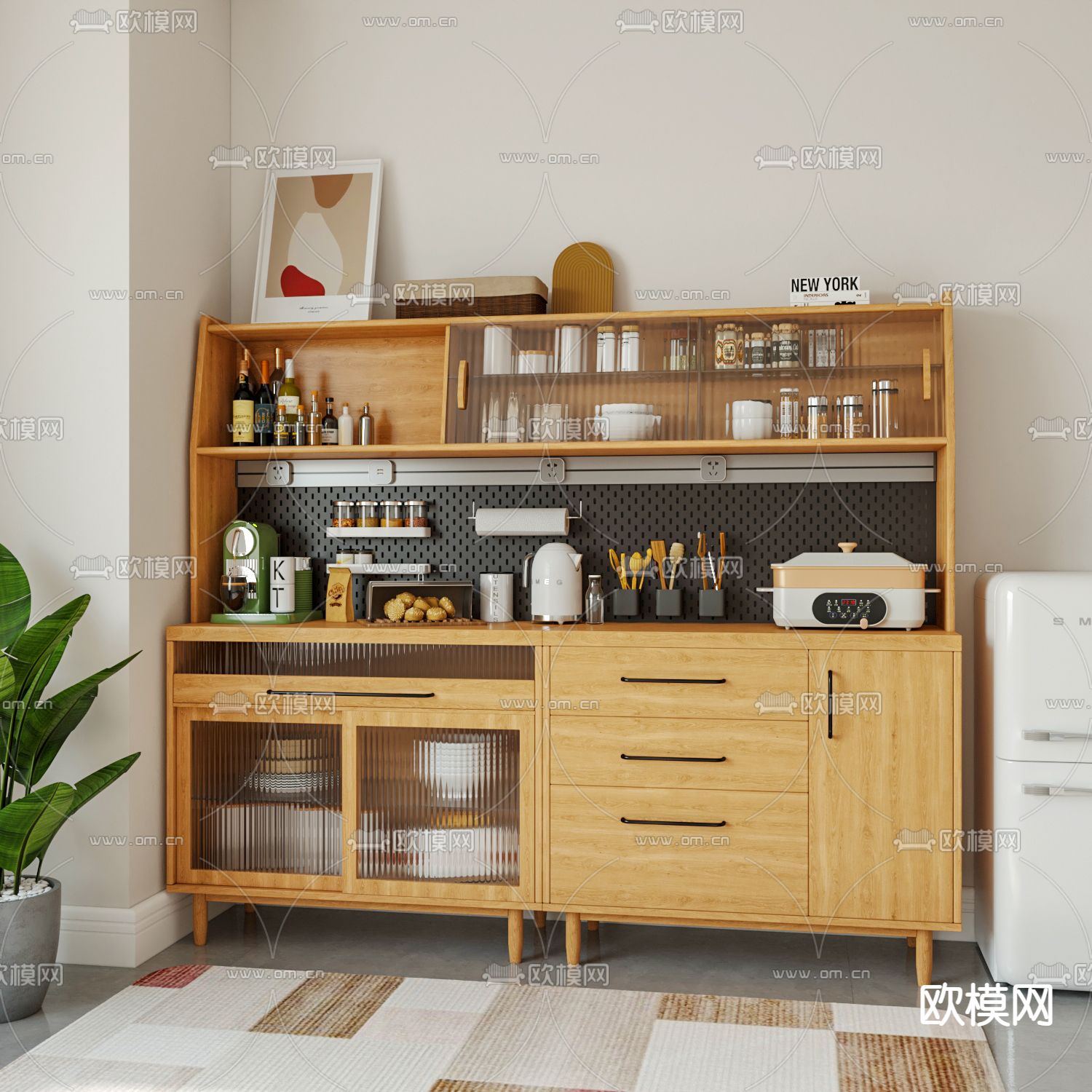 北欧餐边柜3d模型下载