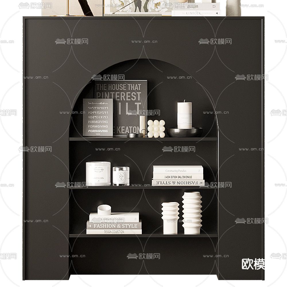 奶油风边柜 装饰柜3d模型下载（渲染图2）