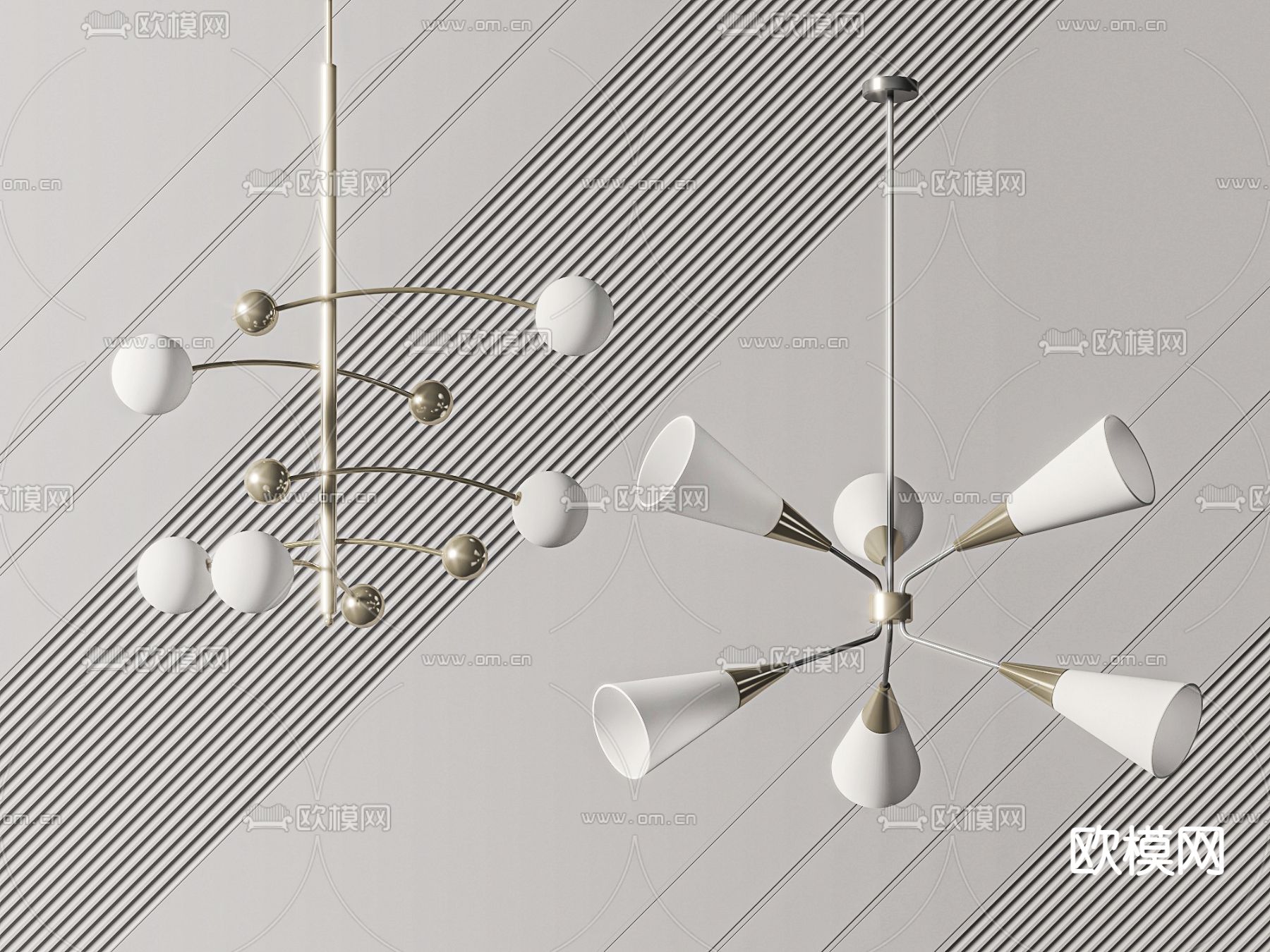多头吊灯 大厅灯3d模型下载