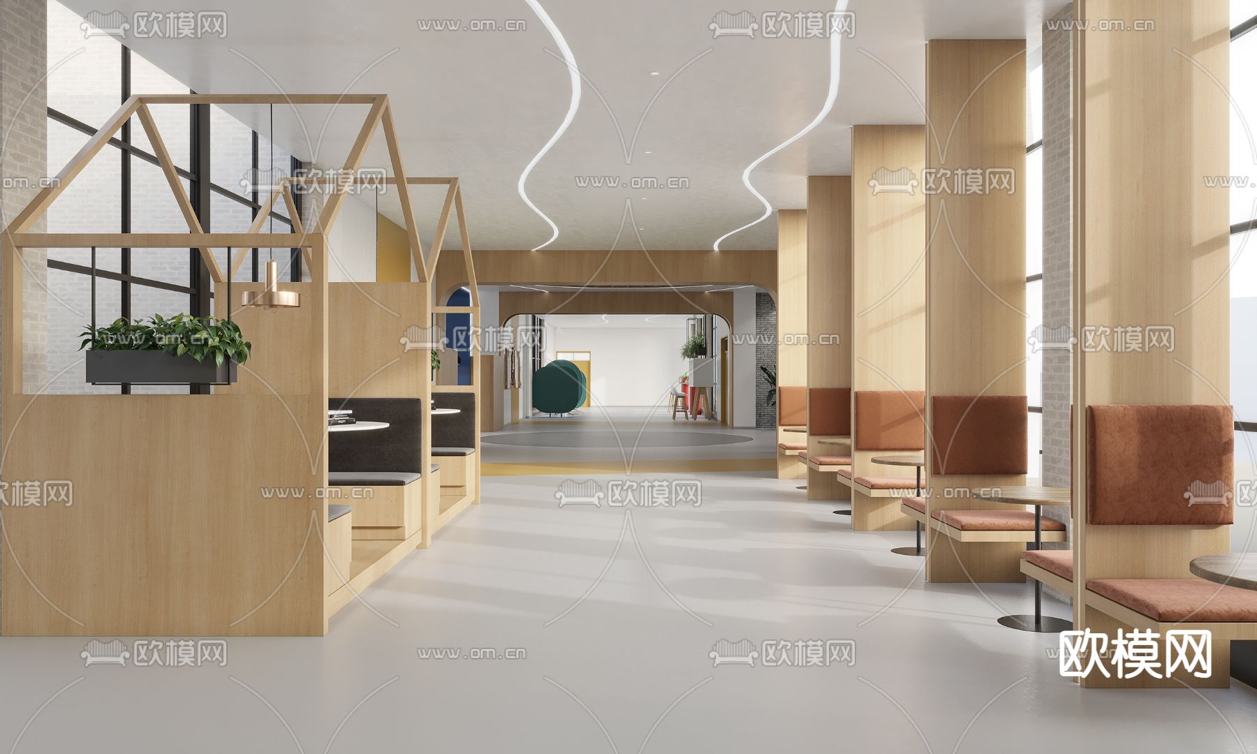 现代图书馆su模型下载（渲染图1）