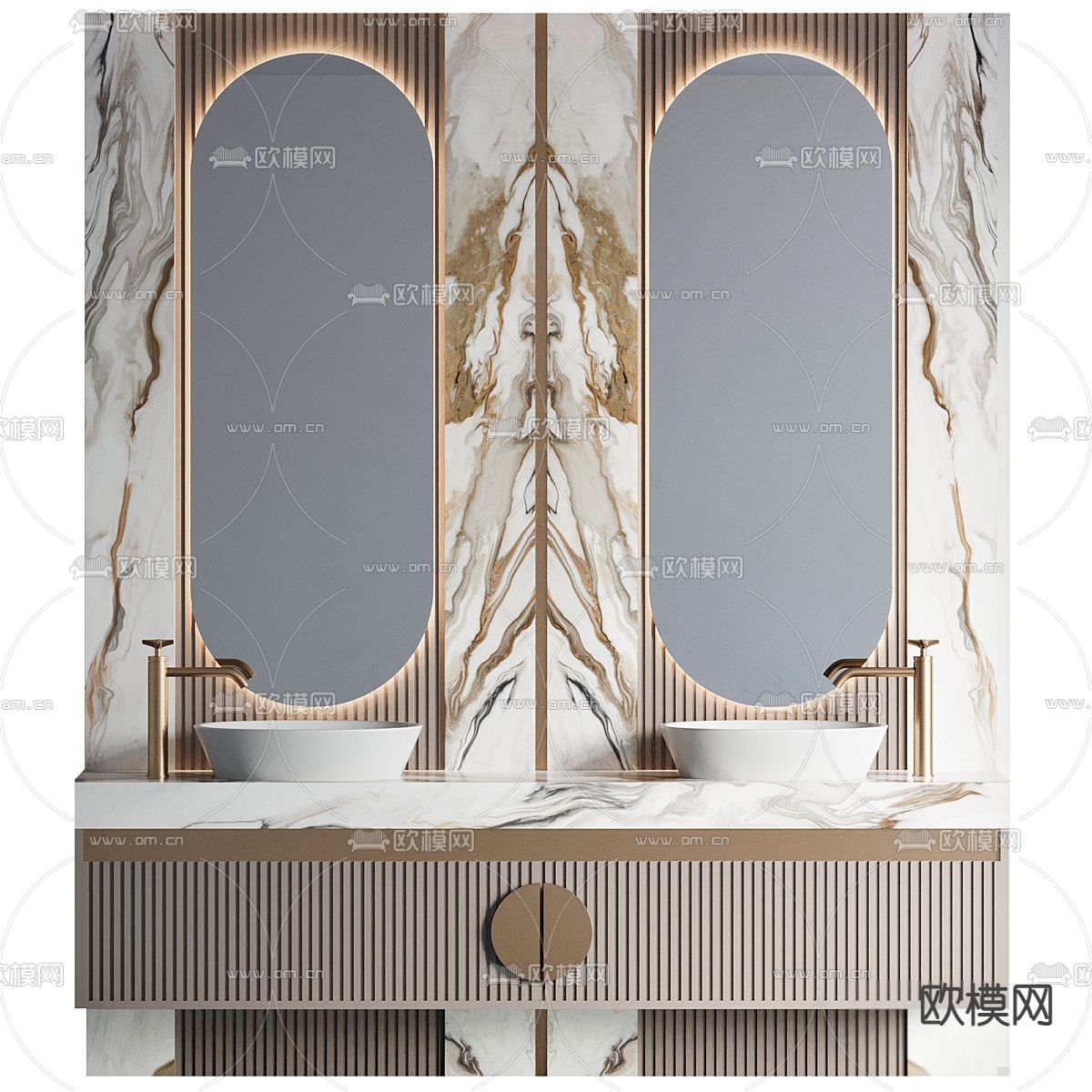 现代洗手台 洗手盆3d模型下载（渲染图2）