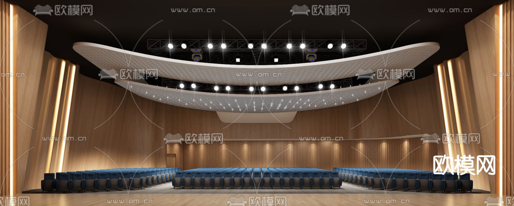 大型报告厅 礼堂 会议厅3d模型下载（渲染图2）
