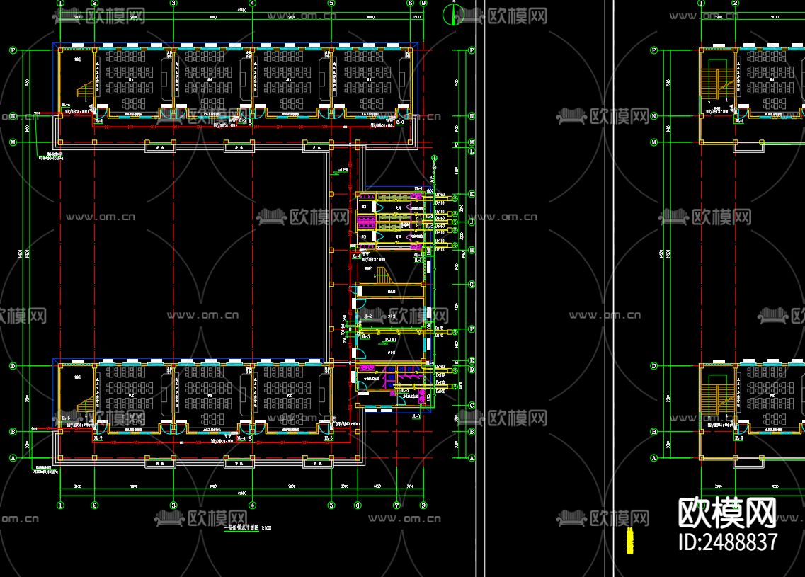 明德学校中学教学楼给排水及水灭火系统计CAD施工图下载（渲染图1）