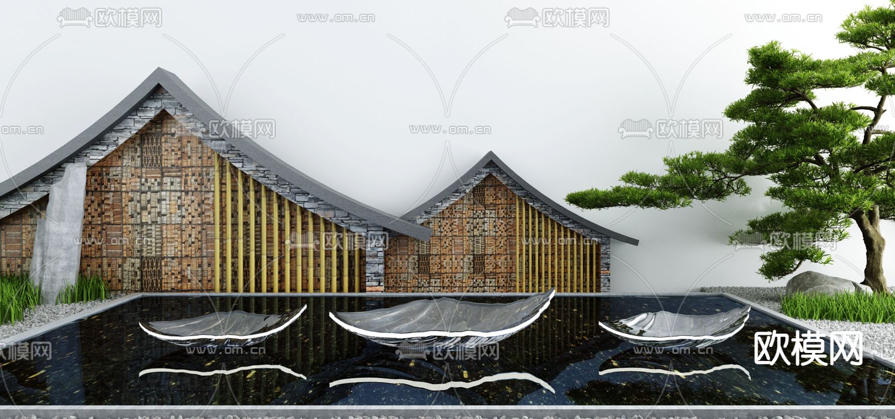 庭院水景小品3d模型下载