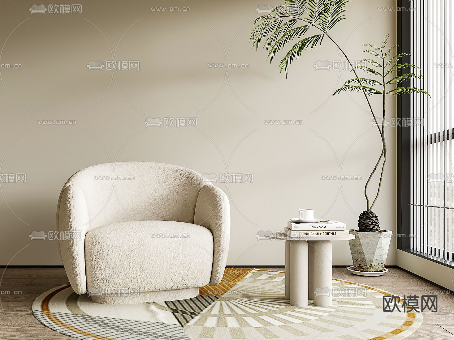 现代单人沙发3d模型下载