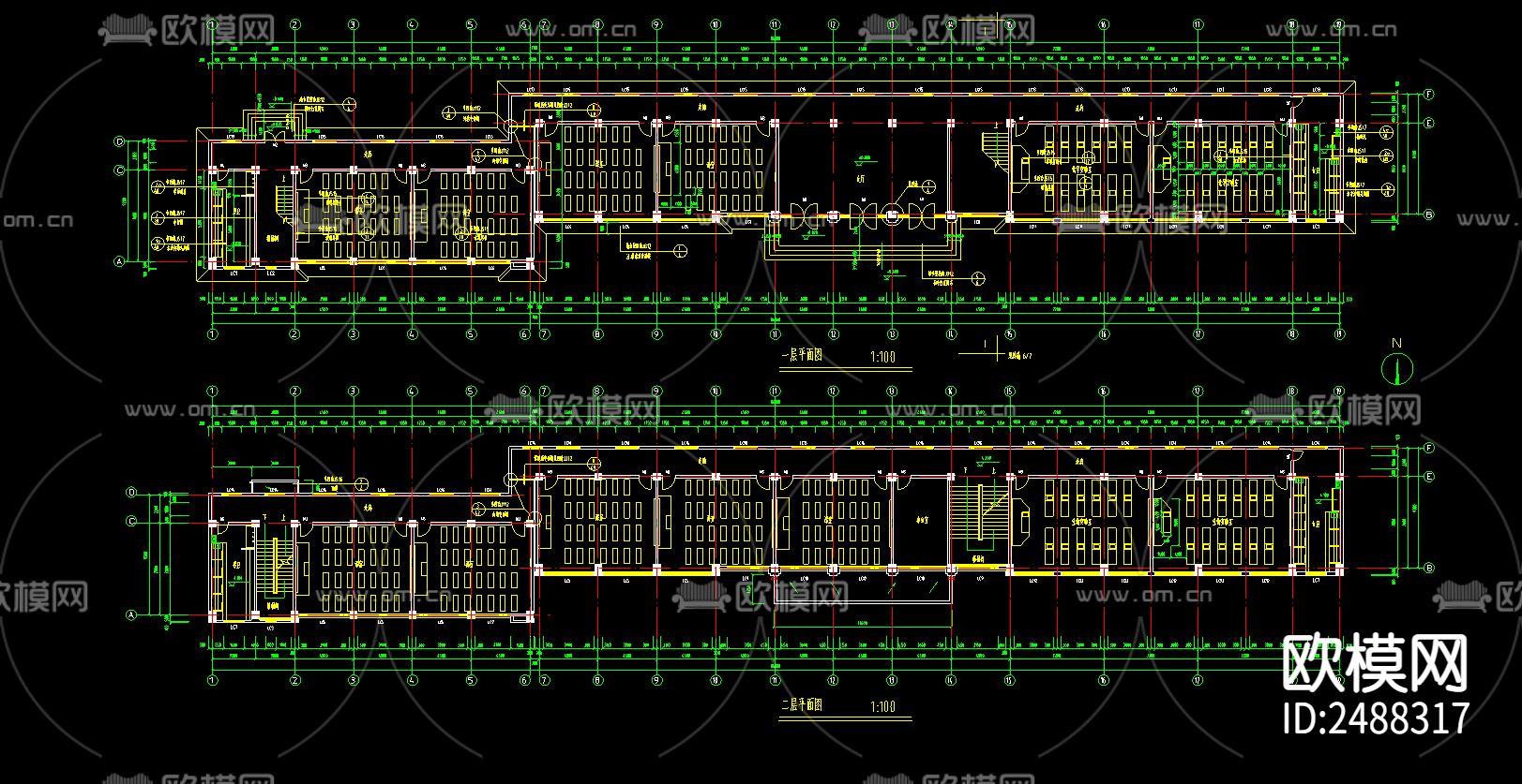 北京教学楼CAD施工图下载（渲染图3）