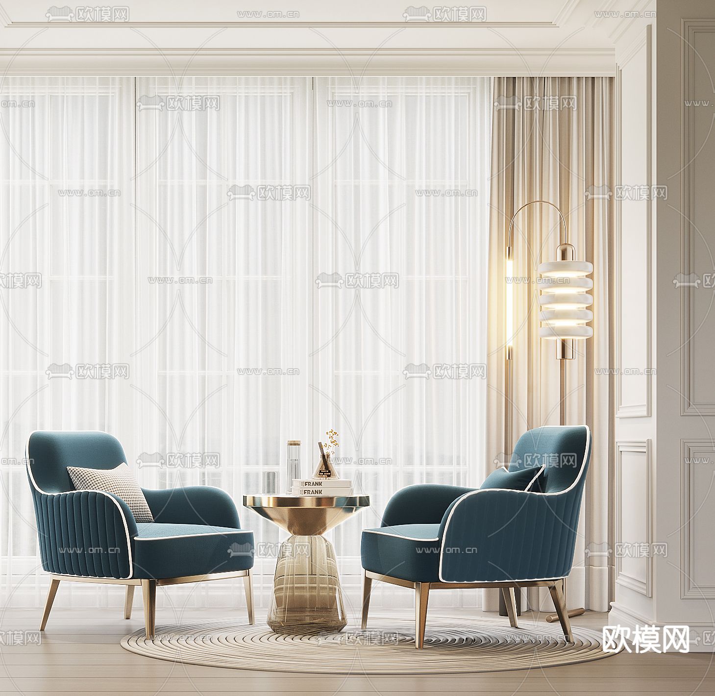 轻奢风休闲桌椅3d模型下载