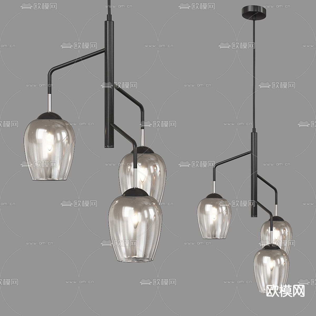 现代玻璃吊灯su模型