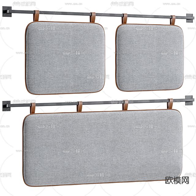 现代简约布艺床头背板免费3d模型下载