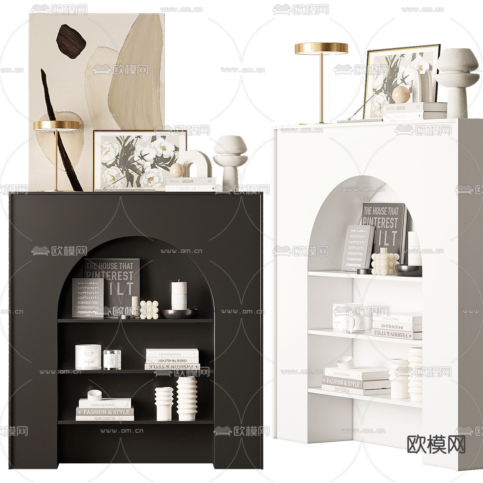 奶油风边柜 装饰柜3d模型下载（渲染图1）