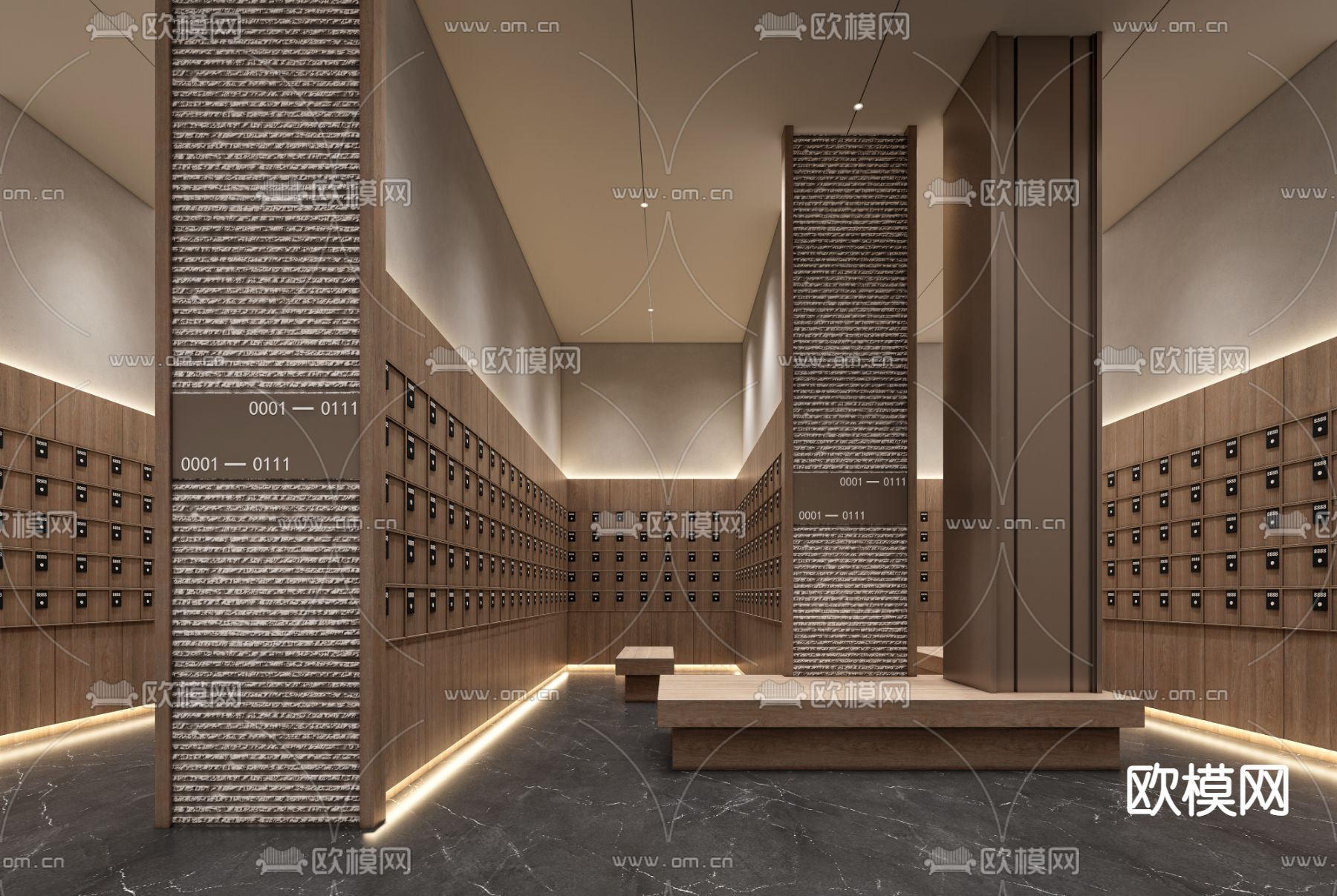 现代洗浴中心 更衣室3d模型下载