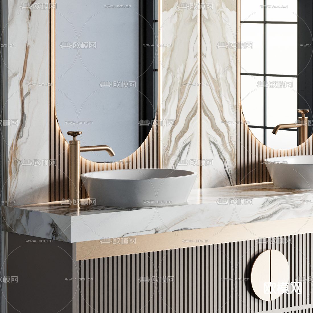 现代洗手台 洗手盆3d模型下载（渲染图3）