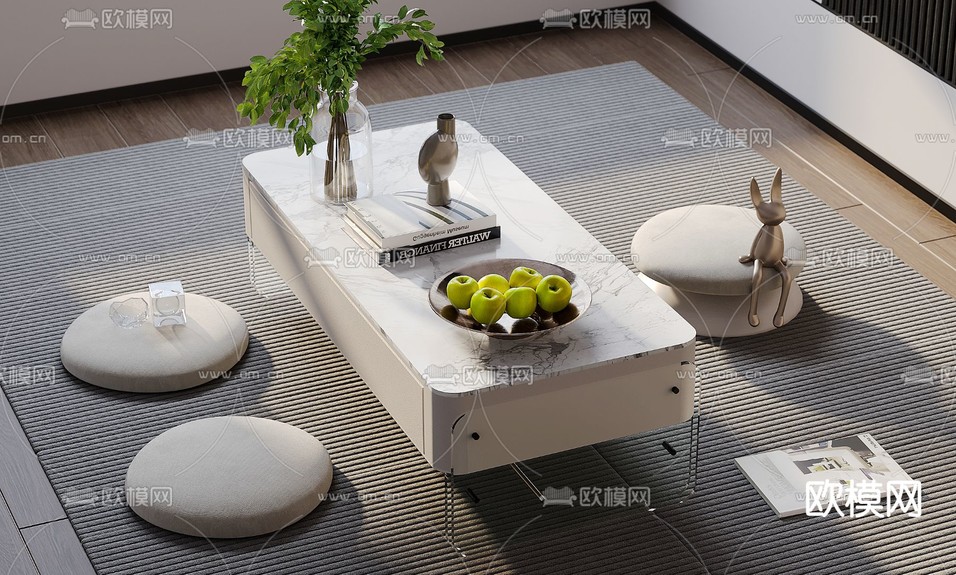 现代大理石茶几3d模型下载