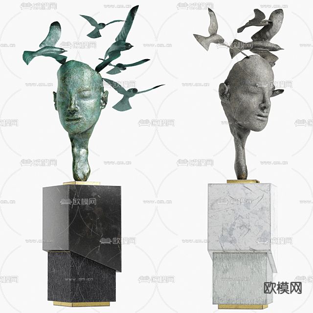 后现代轻奢人像雕塑免费3d模型下载