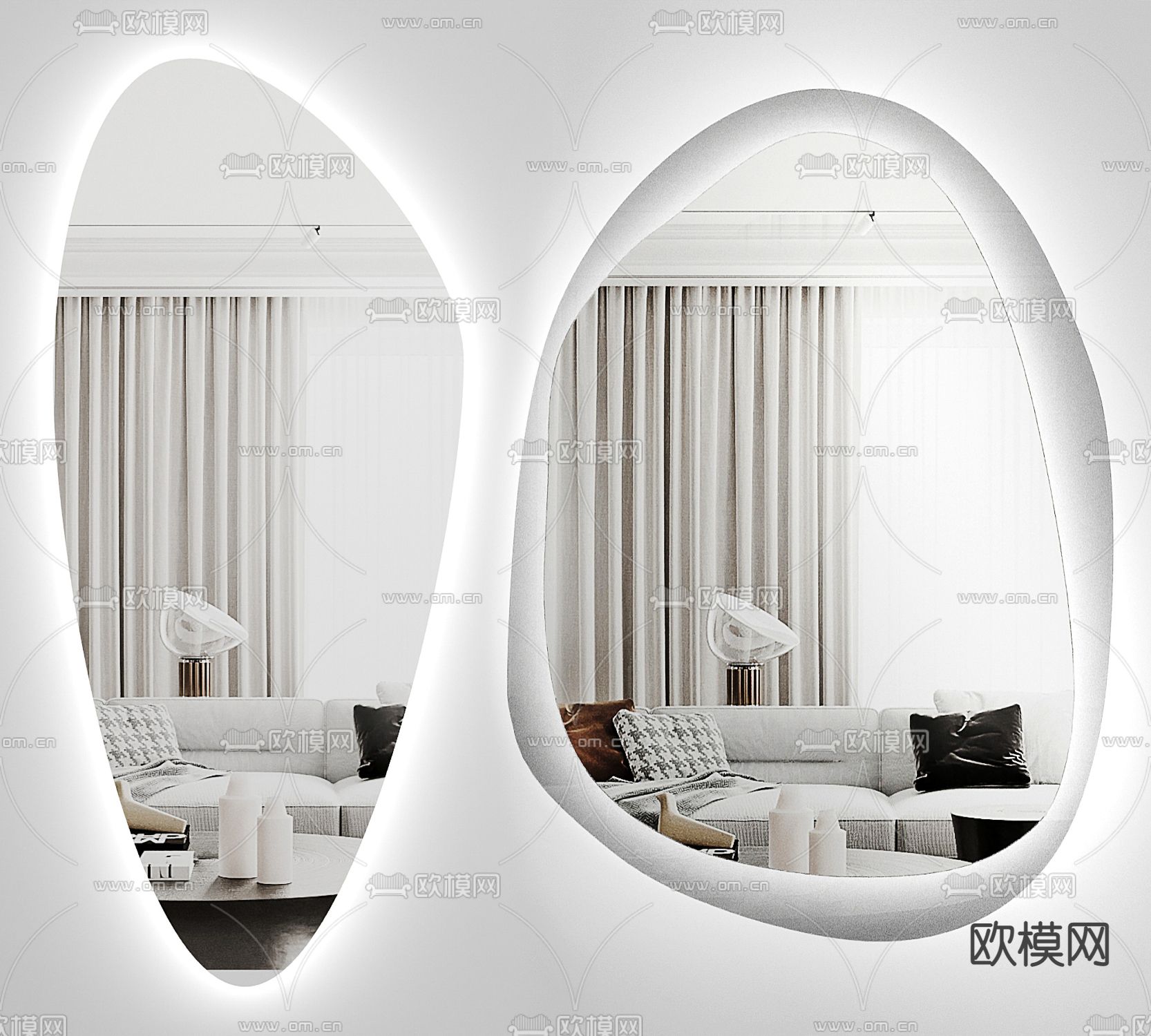 挂墙镜子 装饰镜 试衣镜3d模型下载