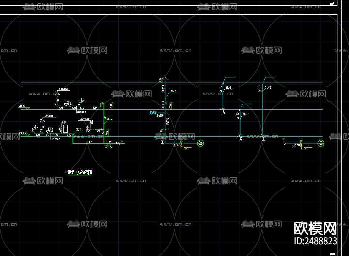 河滨人家18号楼给排水CAD施工图下载（渲染图4）