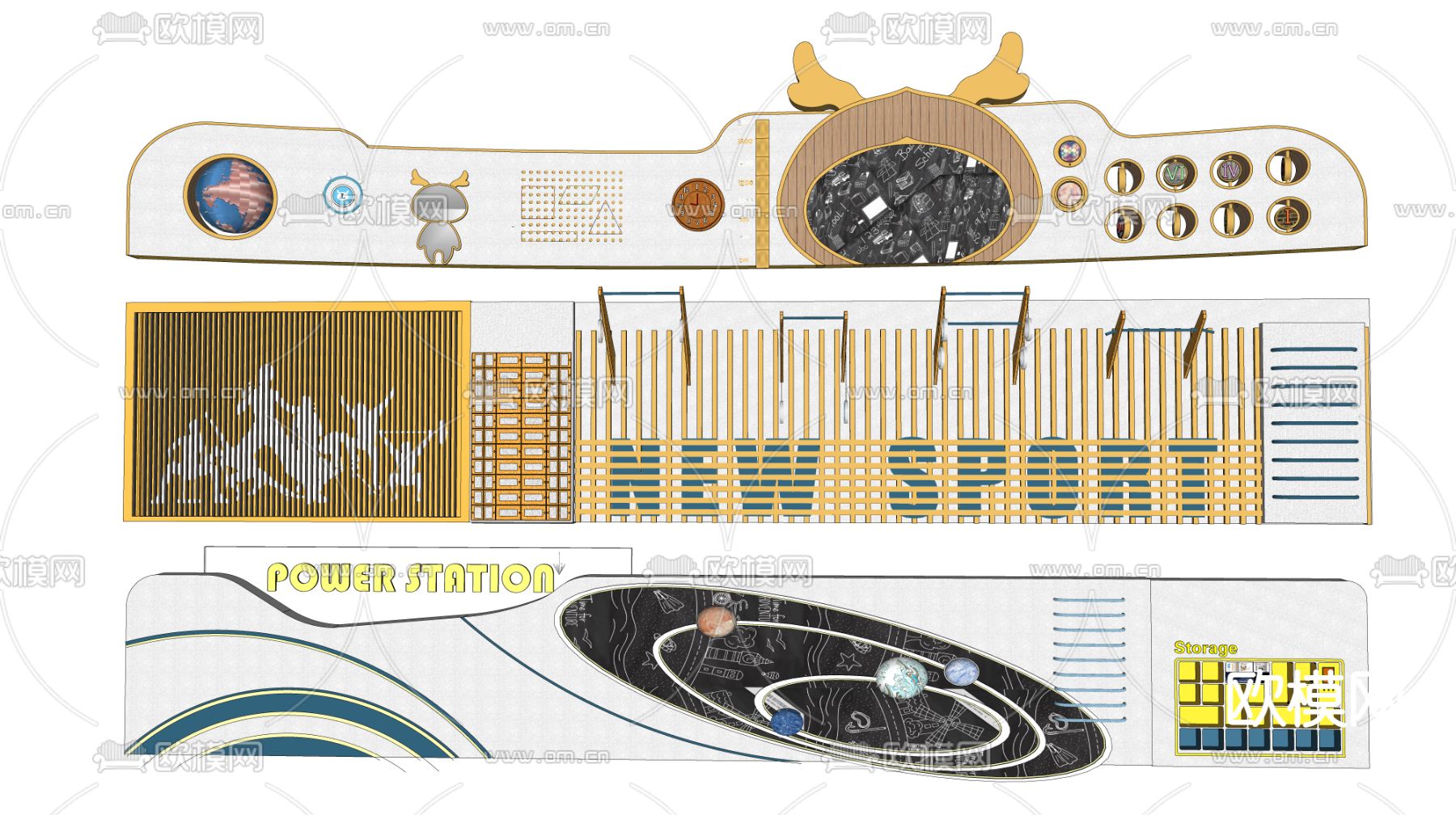 现代儿童互动景墙su模型下载（渲染图2）