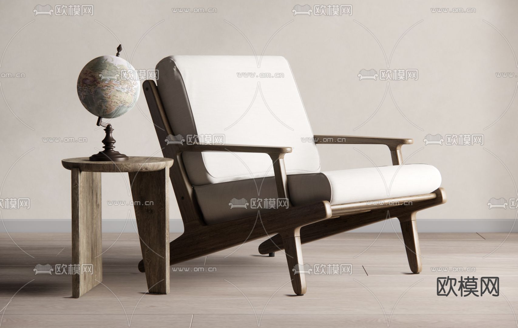 侘寂休闲椅子su模型下载（渲染图1）