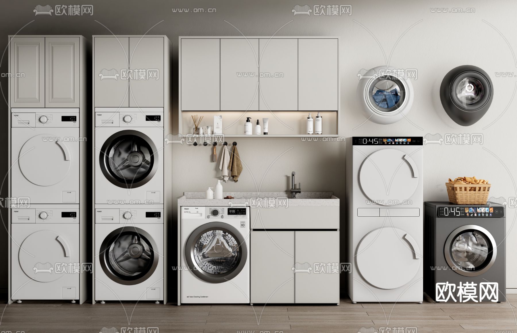 洗衣机 烘干机 浴室柜3d模型下载