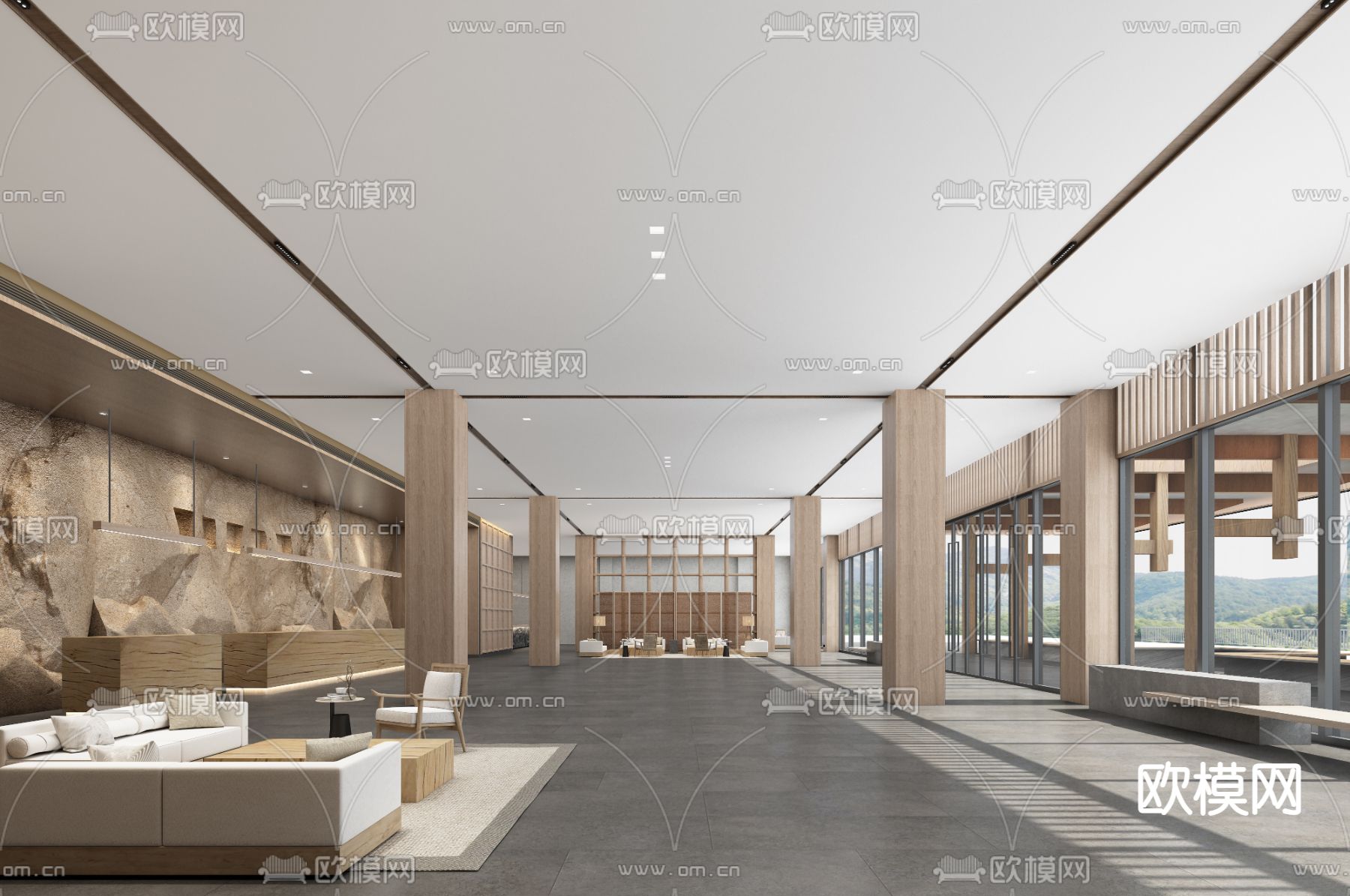 酒店前台接待 休闲区3d模型下载（渲染图3）