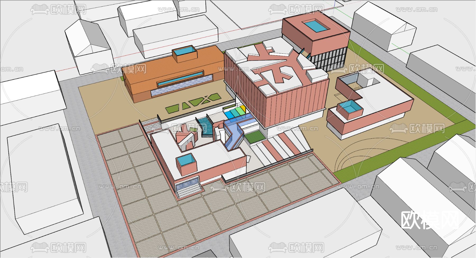 现代手工建筑su模型下载（渲染图2）