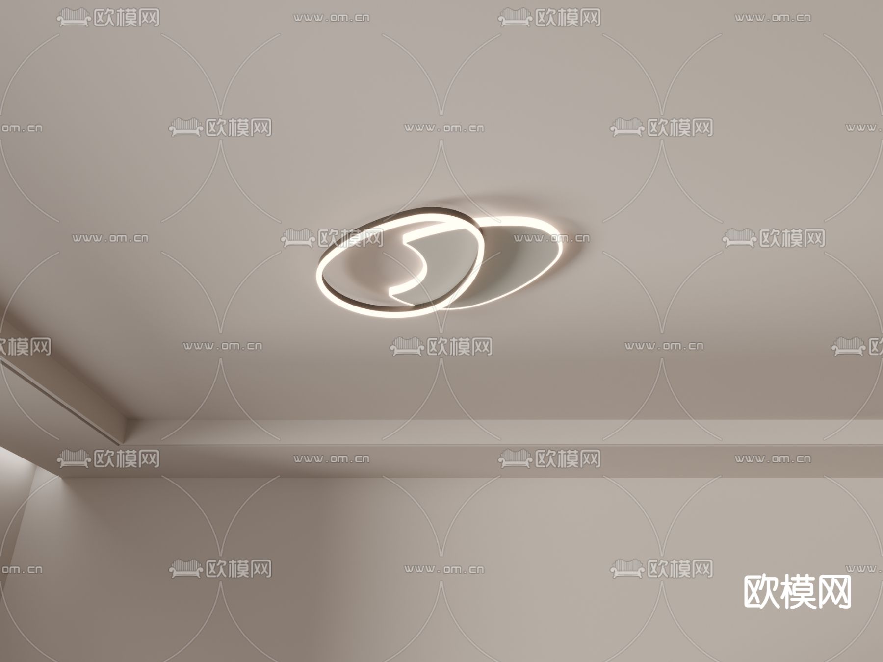 极简吸顶灯3d模型下载（渲染图5）